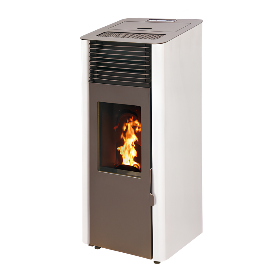 Verbundener hermetischer Pelletofen - EMAFLAM REVA Weiß - 8,2 kW